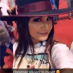 Burns Custom Western Hat - black felt with burgundy ribbon.